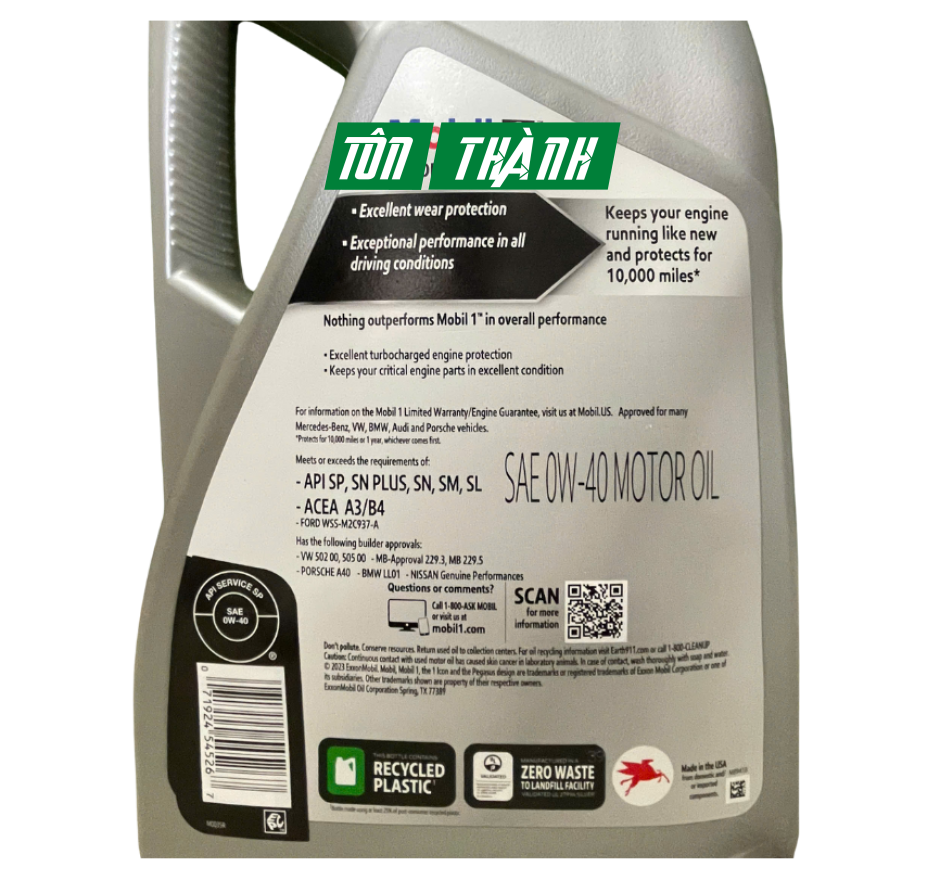 Dầu Nhớt Tổng Hợp MOBIL 1 European Car Formula 0W40 - Nhập Khẩu Châu Âu (5 Lít)