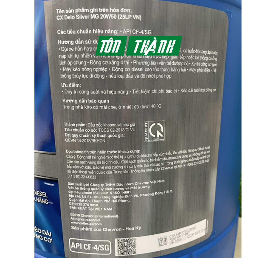 DẦU ĐỘNG CƠ CALTEX DELO SILVER MULTIGRADE 15W40 (25 LÍT)