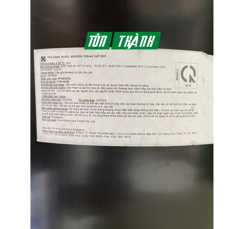DẦU NHỚT ĐỘNG CƠ XE TẢI MOBIL DELVAC SUPER 1400 15W-40 (20 LÍT)