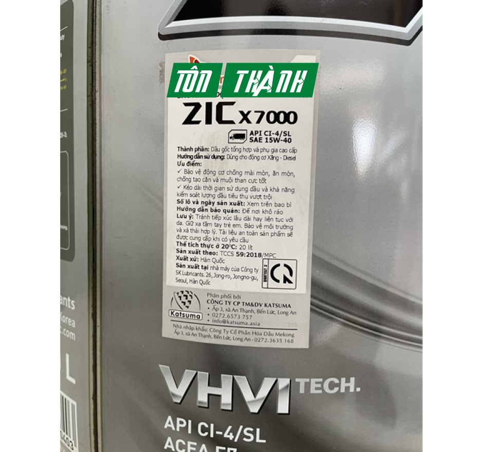 DẦU NHỚT XE TẢI NẶNG SK ZIC X7000 15W40 (20 LÍT)